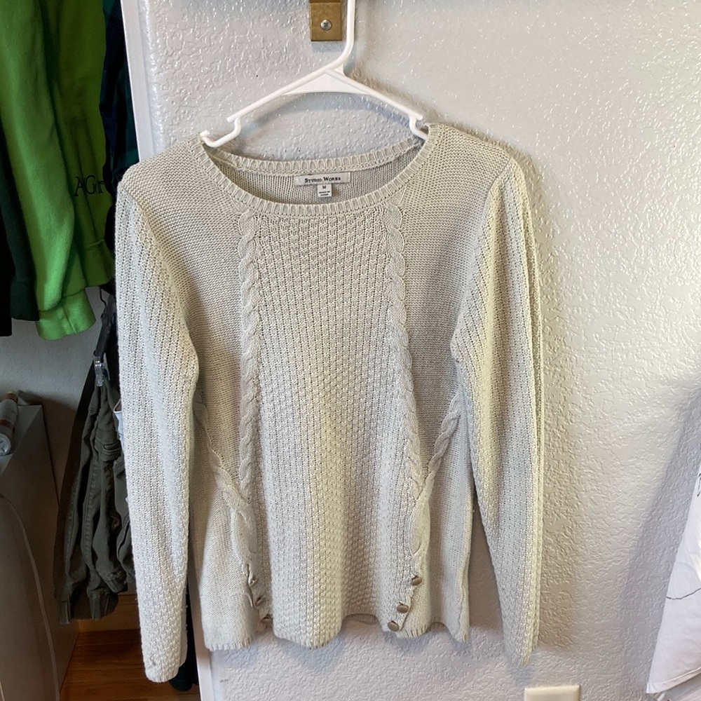White knitted sweater
